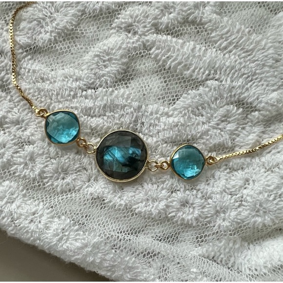 Tinsley Labradorite Aqua Chalcedony Adjustable Necklace - Picture 2 of 9